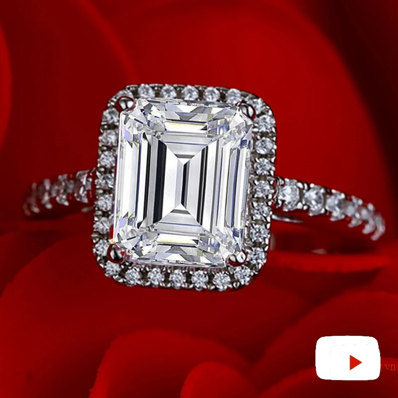 

10*8mm S925 Fine Jewelry sterling silver ring imitation diamond Carat 4Cs wedding proposal dream