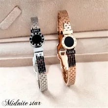 Качественный браслет, ювелирные изделия из титановой стали с римскими цифрами, Модный женский браслет из розового золота, подарок