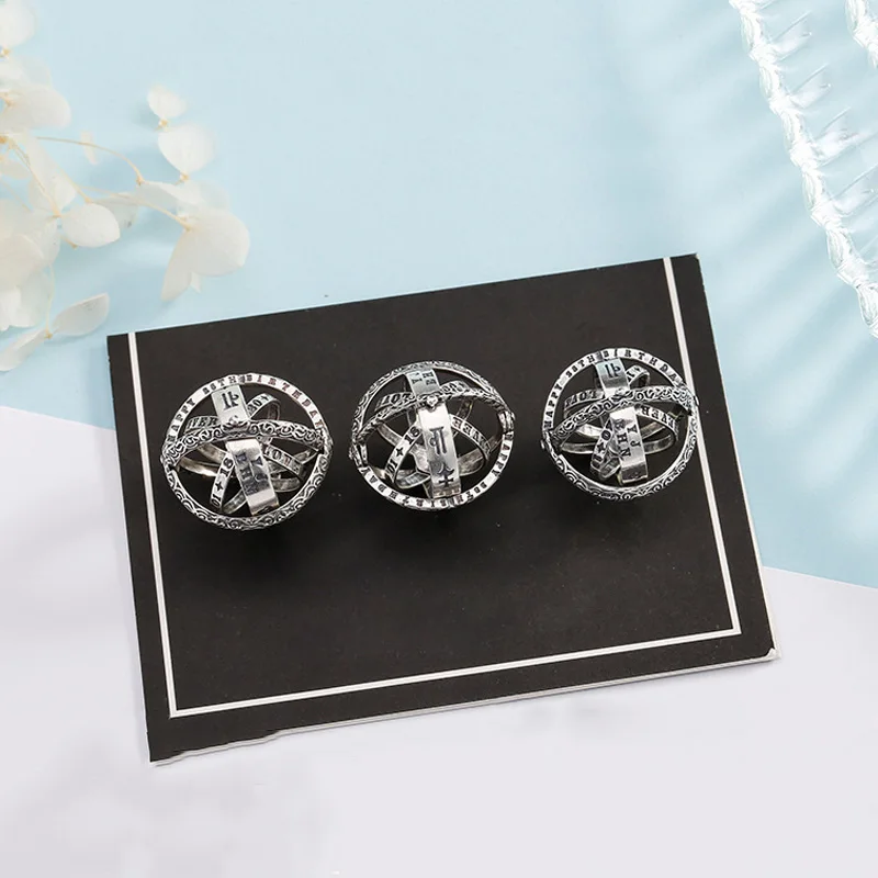 Модное креативное кольцо с астрономическим шаром для женщин и мужчин, винтажное золотое серебряное кольцо с сферическим комплексом, вращающиеся кольца, ювелирные подарки
