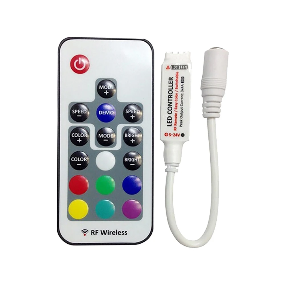 17-Key Mini RF Wireless LED Dimming Remote Control For 5050 3528 5730 5630 3014 RGB Color Strip Light | Освещение