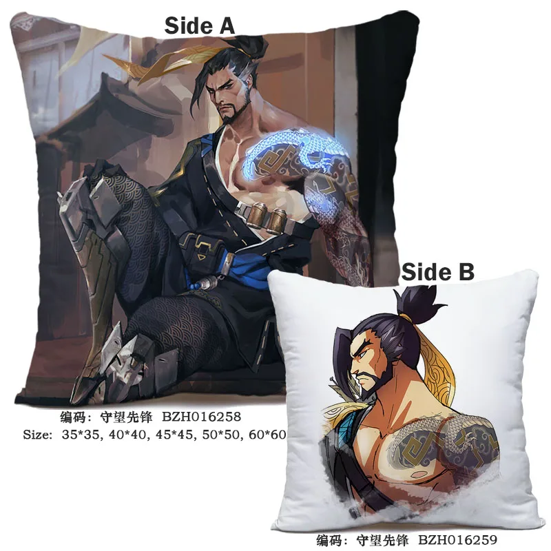 45X45 см аниме игра Overwatch наволочка OW dva Mercy Mei Hanzo Genji Reaper Dakimakura Чехол 3D двухсторонний принт наволочка - Цвет: 19