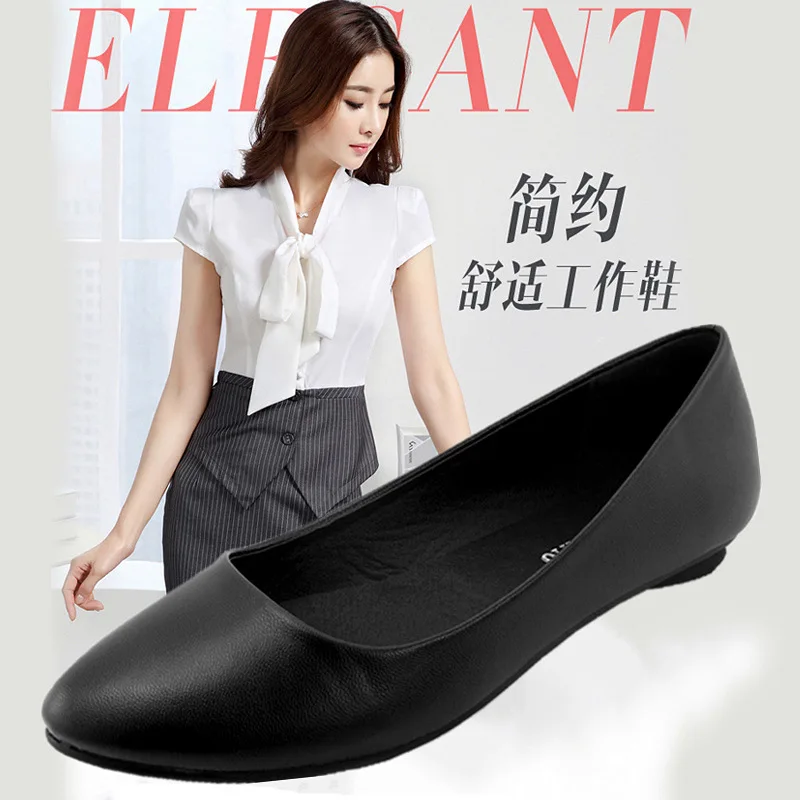 

2019 Spring And Autumn New Style Shoes Flat Pointed Shallow Mouth Flat Heel Korean-style Black And White with Pattern Work Shoes