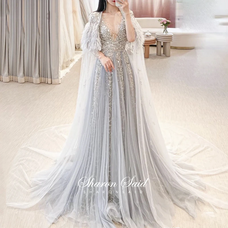 Silver gown with cape Clearance