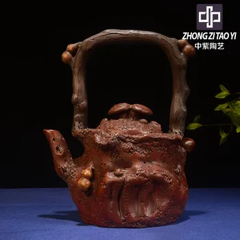 

Yixing The Ming Dynasty The Cultural Revolution Kettle Old Dark-red Enameled Pottery Teapot Taiwan Backflow Imitate Old Kettle