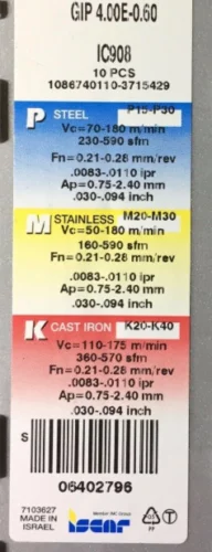 ISCAR 10 шт. карбидные вставки GIP 4.00E-0,60 IC908
