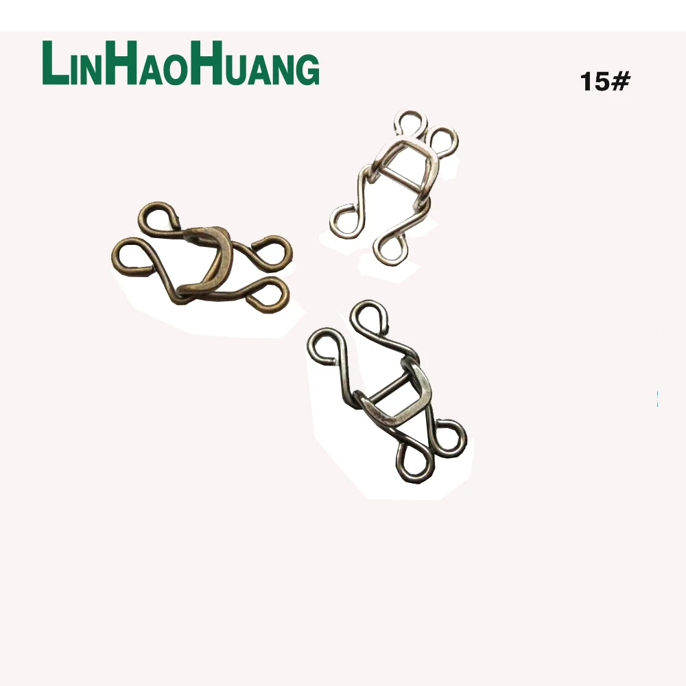 60sets/pack 15 Metal Brass Hooks And Eyes Pant Skirt Trousers Hooks