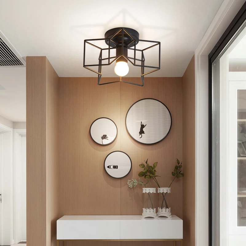  Nordic Minimalism Retro Iron Square Ceiling Light Lamp Cozy Decor for Bed Room Corridor Dining rooW - 4000097989521