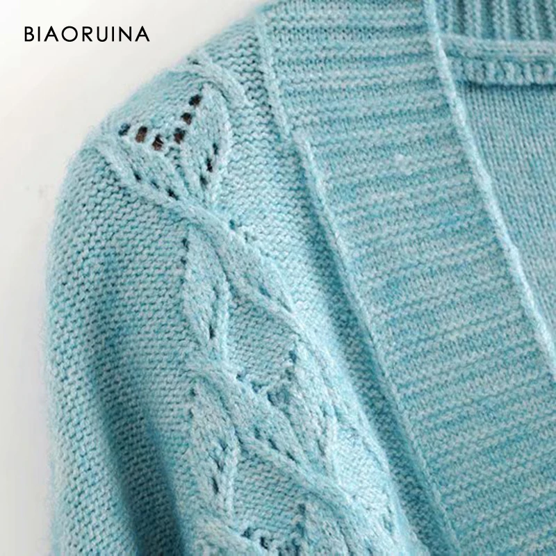BIAORUINA, 3 цвета, женские вязаные Длинные кардиганы, Женский однотонный Повседневный свободный свитер, один размер, женская мода