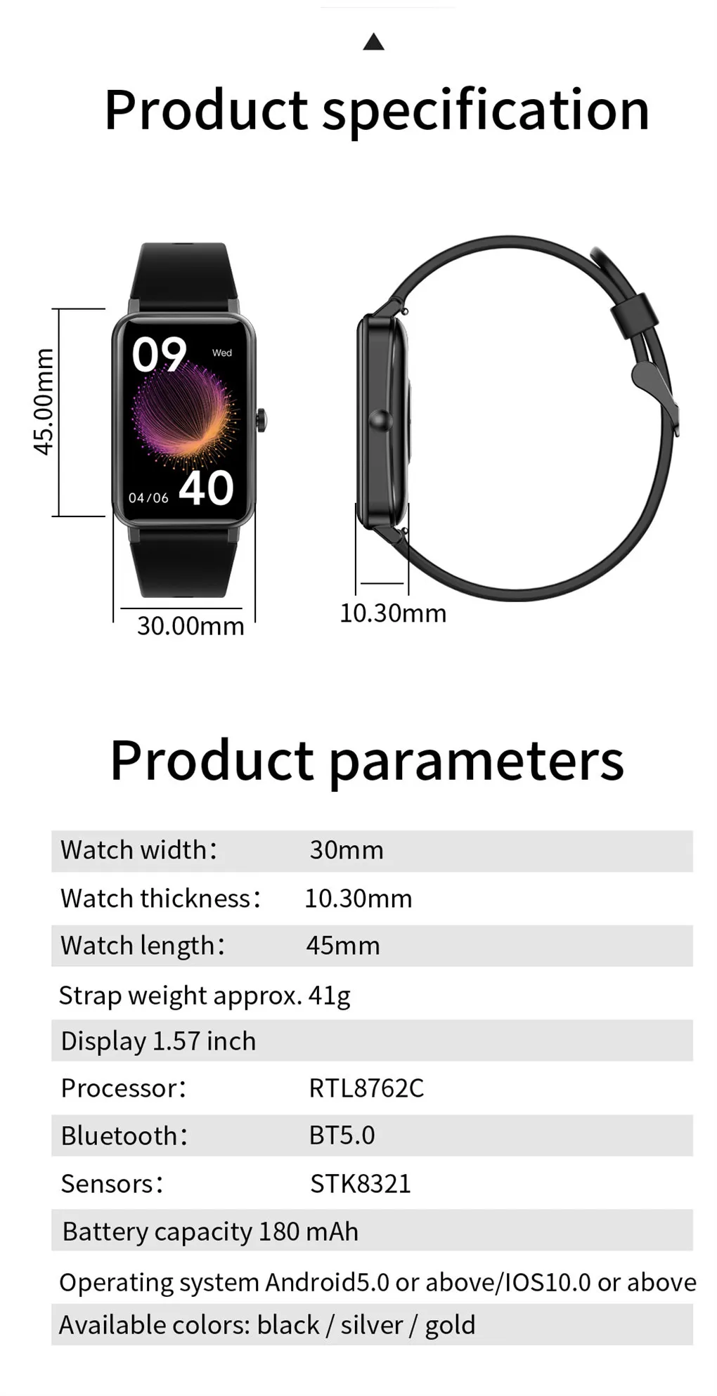 1.57 Inch IP68 Waterproof Activity Fitness Tracker ZX18 Smart Watch Heart Rate Monitoring Female Women Smart Bracelet