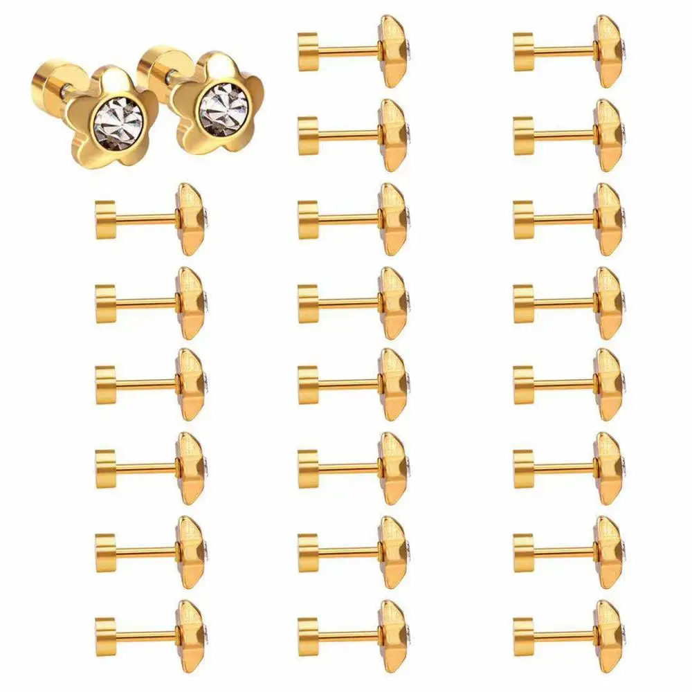 12 пар/лот 316L Нержавеющая сталь серьги с винтовой застежкой много цветочных Форма Для женщин Роскошные свадебные серьги ювелирные изделия аксессуары