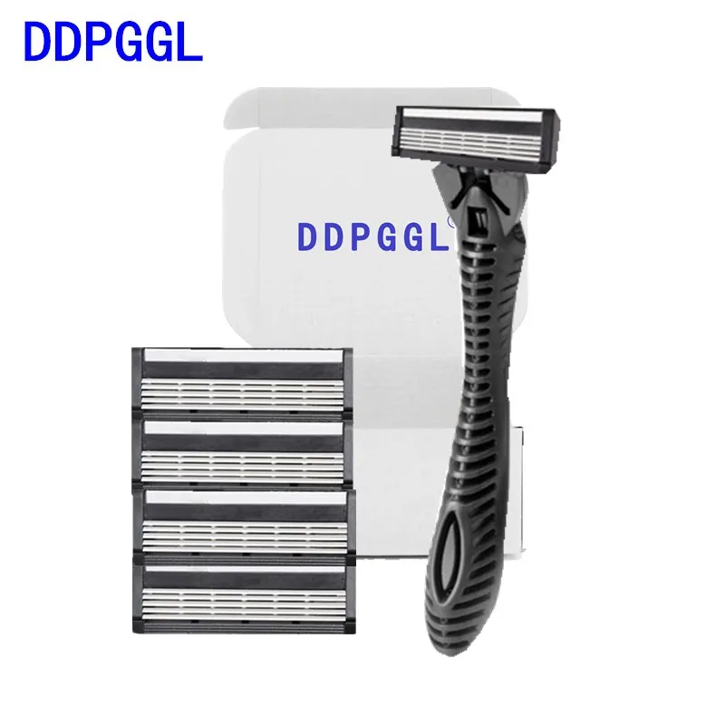 

DDPGGL Men High Quality Disposable Razor 5 Layer Shaver Razor Blade 1 Holder 4 Blade Sharp Deep Facia Stainless Steel Travel