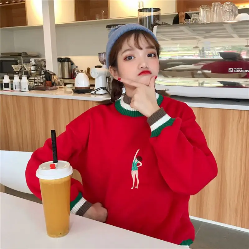  Spring Sweet Cute Sweatshirt Women Fashion Cartoon Print Pullover Lady Loose Casual Sweatshirts 202