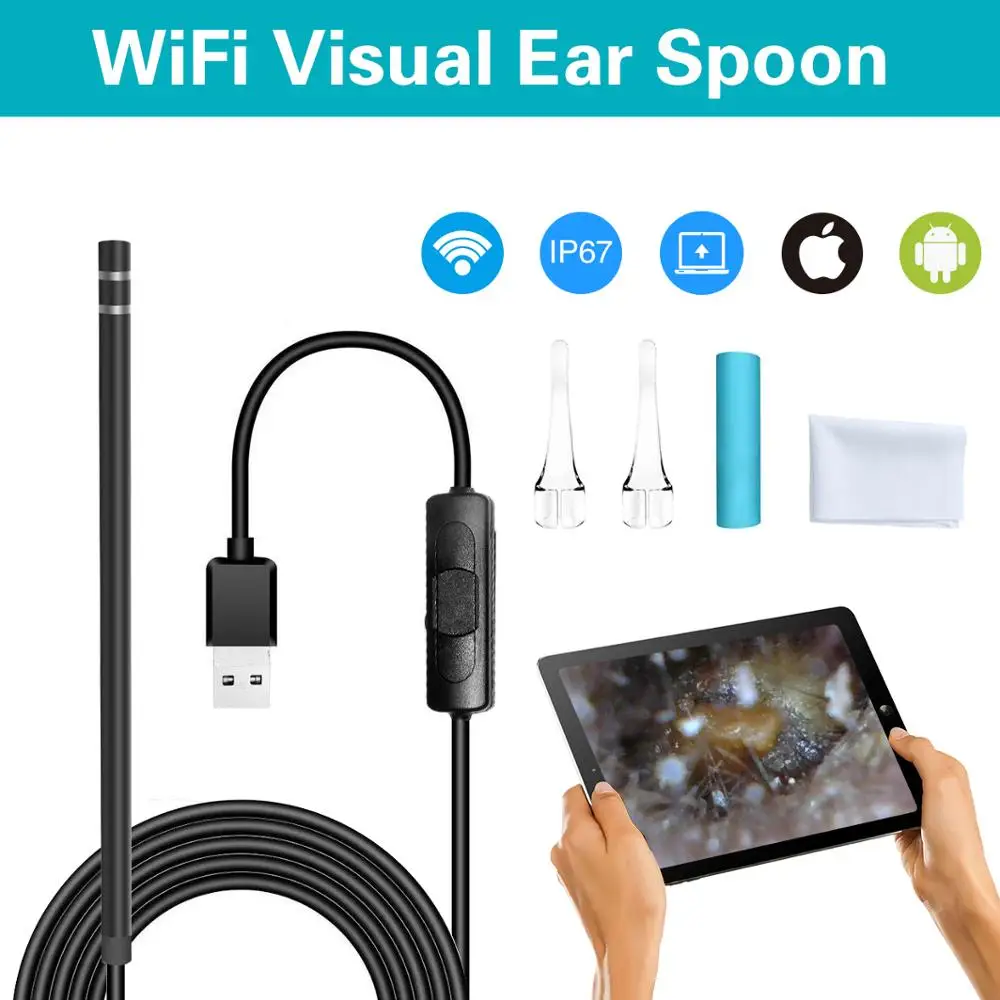 

Wifi Otoscop Ear Scope Nose Inspect Camera Ear Care Endoscope Medical Ear Wax Cleaning Tool for Android Phone ios iphone