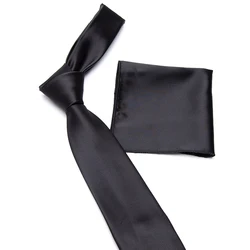 New Men Tie Cravat Set Quality Gift Luxury Fashion Wedding Ties for Formal Dress Hanky Necktie Black Gravata Party Accessories