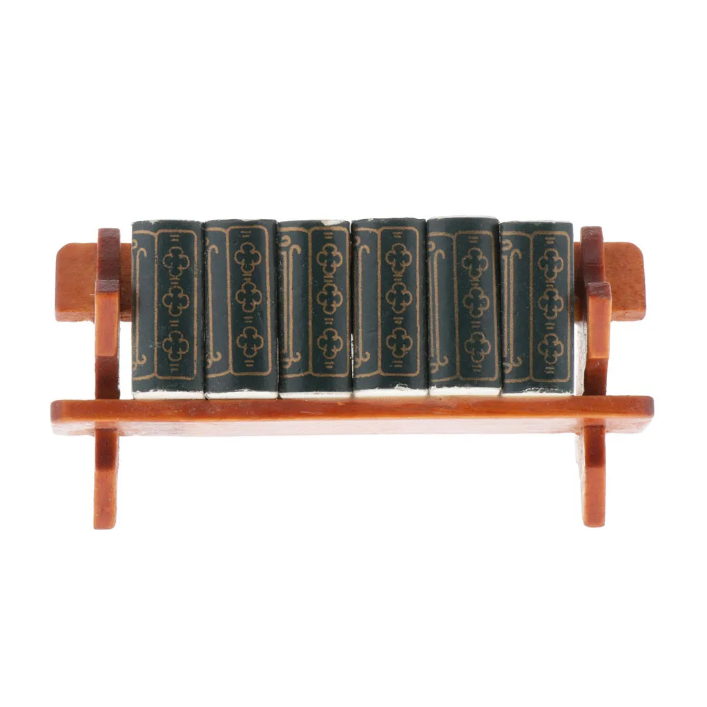 Dollhouse Miniature 1:12 Scale Wooden Bookshelf with Books for Dolls House Study Room Office Offerings