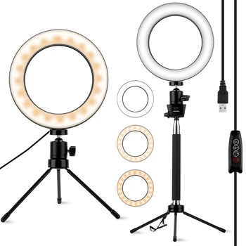 

6.2inch USB Interface Dimmable LED Selfie Ring Light Camera Phone Photography Video Live Studio Makeup Lamp With Stand Tripod