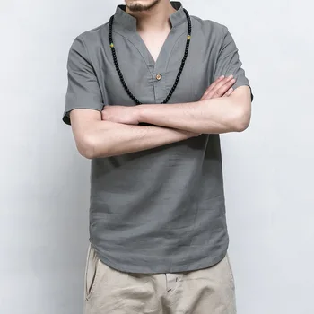 

2020 Summer solid color men's short-sleeved shirt Casual solid color men shirts