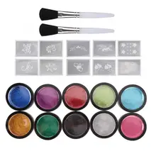 10 цветов блестящий порошок татуировки нательная живопись жемчужно блестящий порошок косметический инструмент
