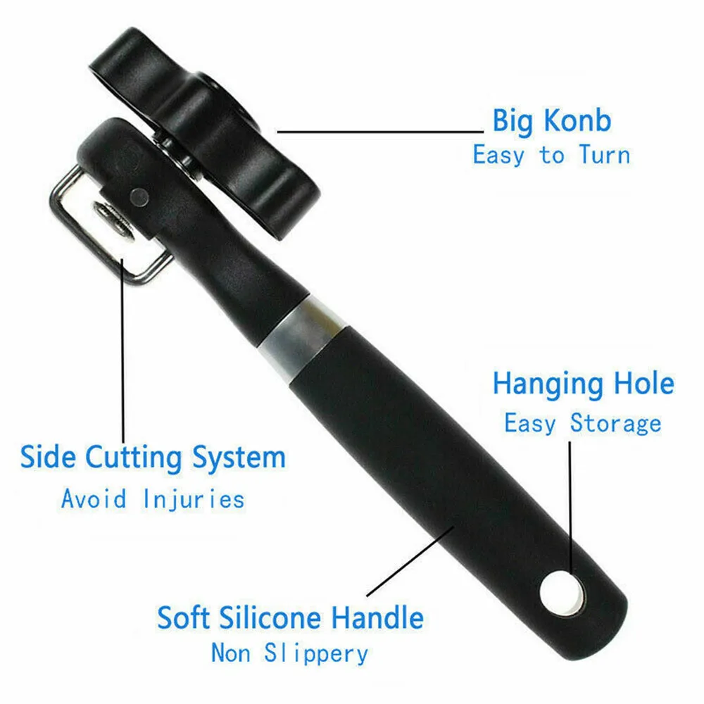 Manual Can Opener Tin Can Opener Safety Cut Lid Smooth Edge Side Stainless Steel