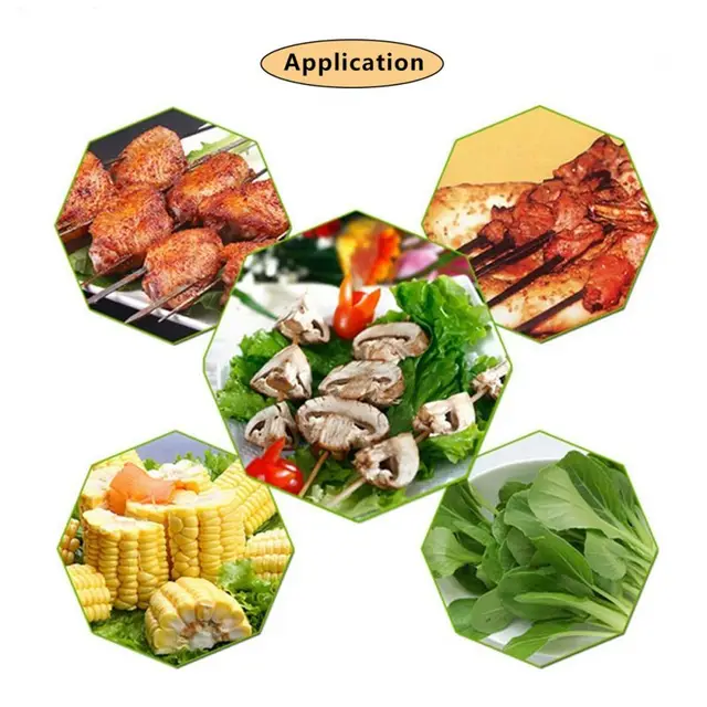 12Db/Beállított Újrafelhasználható Bbq Nyárs Fa Fogantyúval 30 Cm -Es Barbecue Tű Rozsdamentes Acél Lapos, Lekerekített Jel Opcionális Hús - Image 4