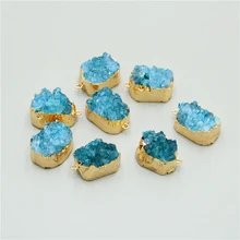 Синий кулон agates Druzy кулон женский разноцветный натуральный камень сделанный кварц друзы Медальон натуральный камень ювелирные изделия из друзы DIY