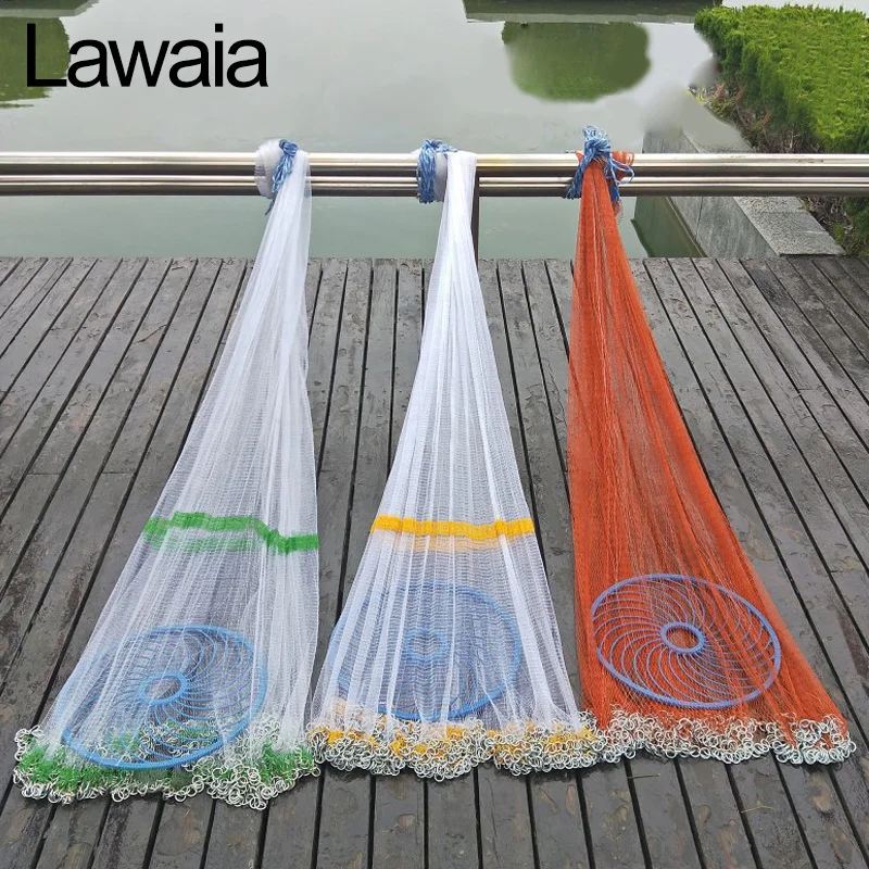 Lawaia рыболовная сеть, железная цепь, ручная метательная сеть, железное кольцо, Корейская сеть, литьевая сеть, диаметр 3 м-4,8 м, рыболовные принадлежности, рыболовные снасти