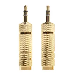 Universal Audio Connector: 6.35 mm Female to 3.5 mm Male - to - Female Adapter Plug (2pcs A)