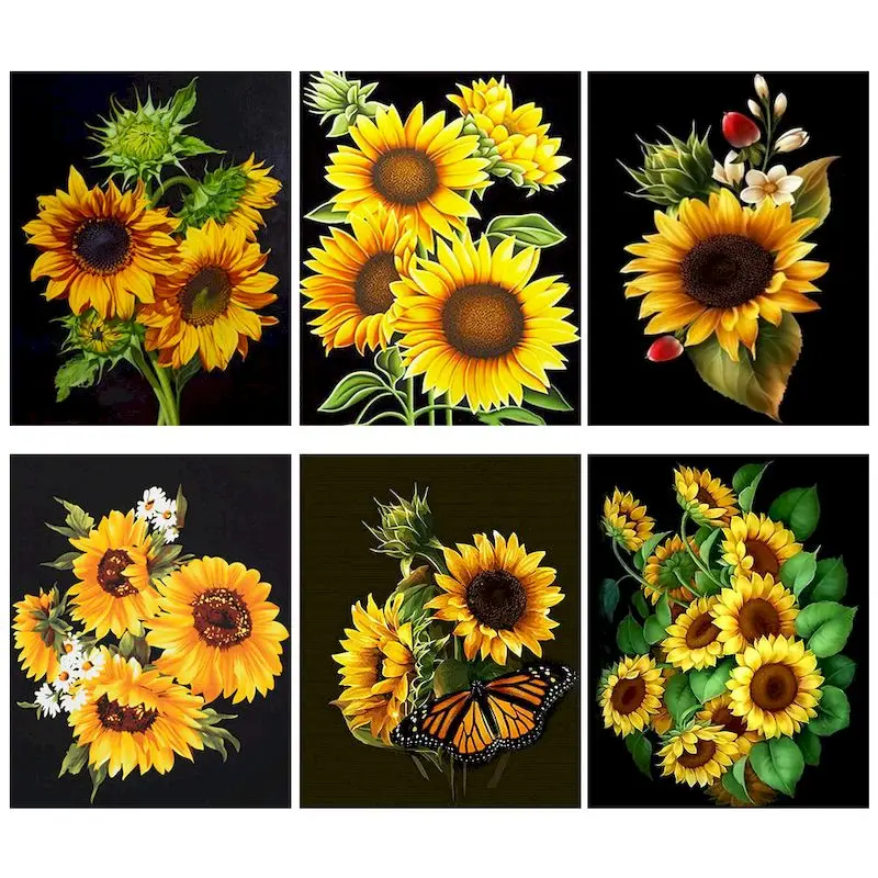 

RUOPOTY Coloring By Numbers Sunflowers Acrylic Painting By Numbers For Children Kits Home Decor Handpainted Wall Art