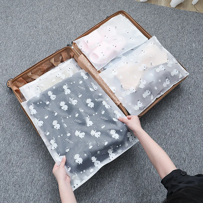 

Transparent Matte PVC Travel Storage Bag Convenient Clean Waterproof Organizer Storage Wash Bag Cartoon Animal Luggage Case