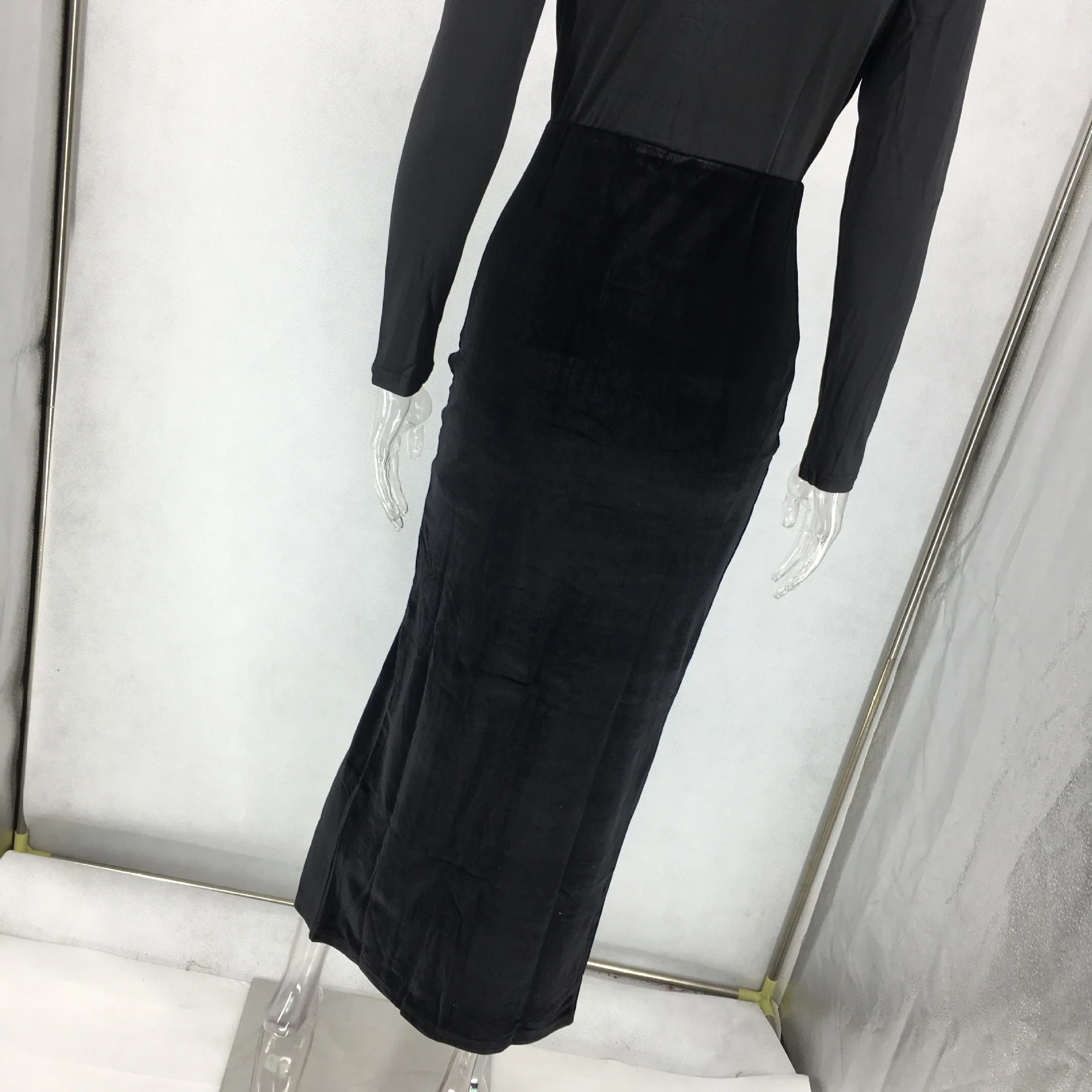 Осеннее Новое поступление, сексуальное черное платье с глубоким v-образным вырезом, сексуальное облегающее Платье макси с разрезом по краям, длинное женское элегантное вечернее платье, Vestido