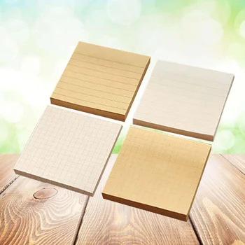 

4PCS Note Pads Note Paper Ruled Creative Kraft Paper Self-stick Notes Sticky Notepad Pad Paper for Taking Notes Leaving Words
