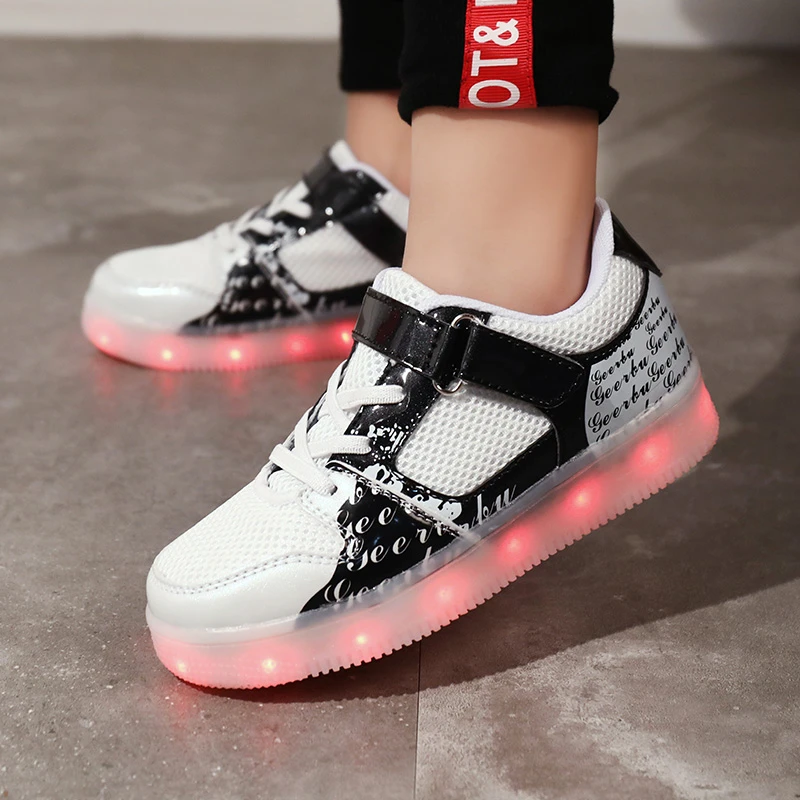 Zapatos de luz LED para USB zapatillas de luz Lunimous Basket zapatos parpadeantes zapatos correr niños brillantes niños niñas calzado zapatillas niño deportivas niño|Zapatillas de correr| - AliExpress