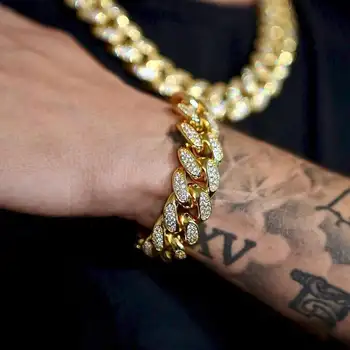 

16mm width 7.5" 8.25" big heavy 5A cz cuban bracelet iced out cubic zirconia hip hop bling men boy cuban link chains
