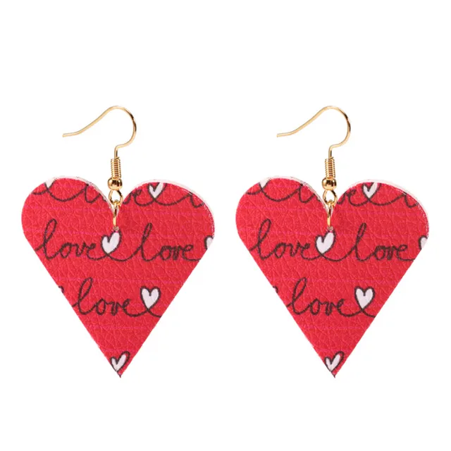 Love Heart Pendant Hollow Pu Leather Earrings New Dangle Earrings for women Valentine's Day Gift Wholesale valentine earrings T2195RZM60