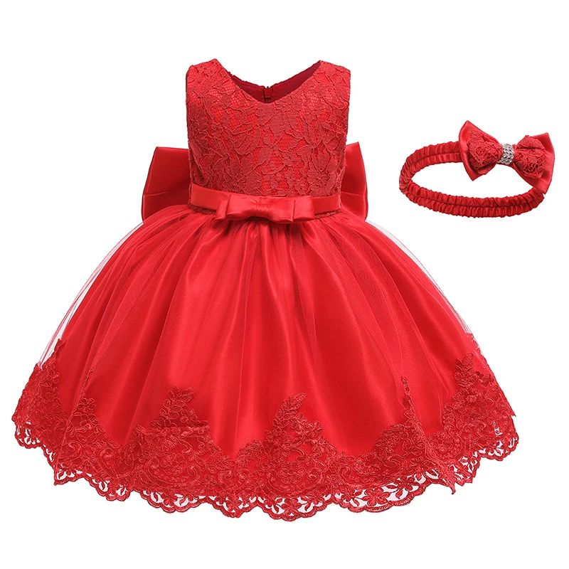 Комплект из 2 предметов, кружевное рождественское платье для девочек+ волосы, вечерние платья-торты на крестины для маленьких девочек, платье на день рождения для маленьких девочек 1 год