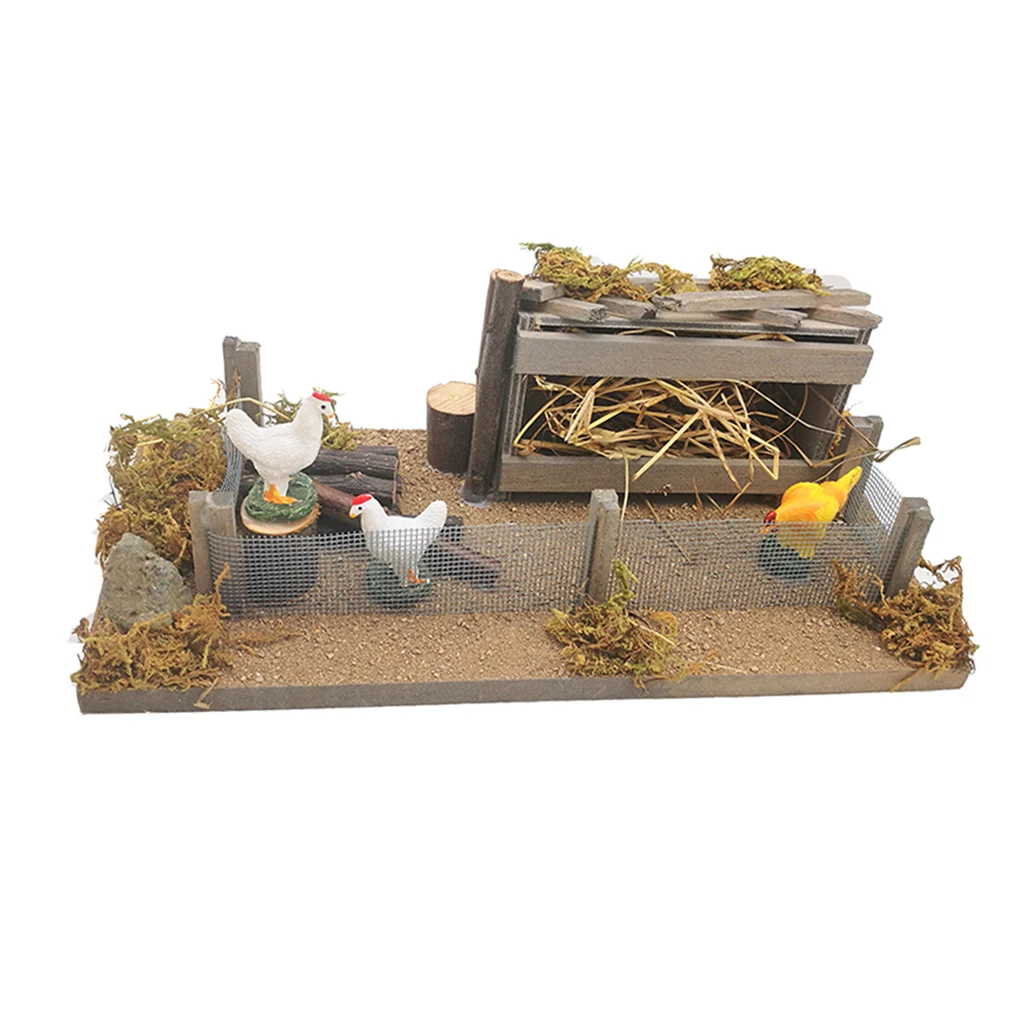 

1/6 Miniature Dollhouse Wooden Simulation Chicken Coop Hen House Garden Yard Farm Decoration