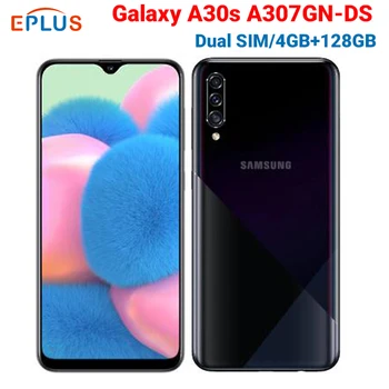 Перейти на Алиэкспресс и купить Новый мобильный телефон samsung Galaxy A30s A307GN/DS, две sim-карты, 4 ГБ, 64 ГБ, 128 ГБ, 6,4 дюйма, тройная камера заднего вида, 25MP, 8MP, 5MP, 4000 mAh, 4G