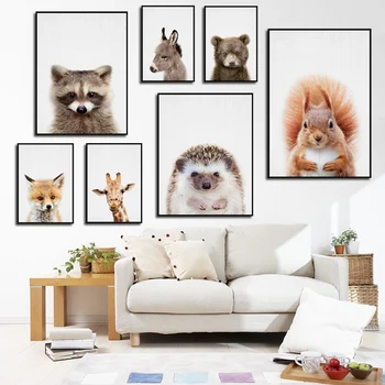 

kids nursery Posters Animal Canvas Painting Giraffe Bunny Elephant Wall Art Picture Print Nordic Kid Baby Home Decor