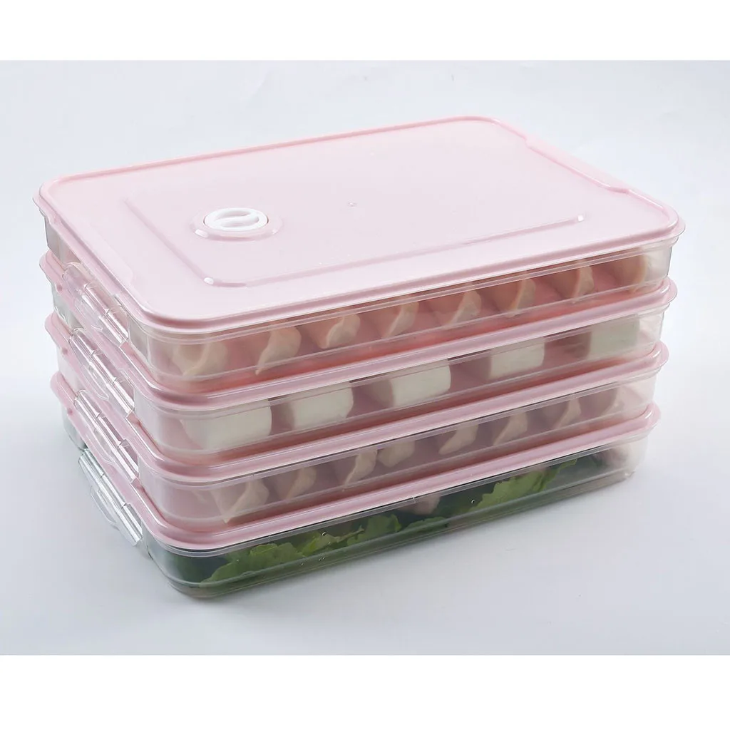

Single Layer Refrigerator Food Dumplings Eggs Airtight Storage container plastic Box Boite De Rangement Transparent 9.10