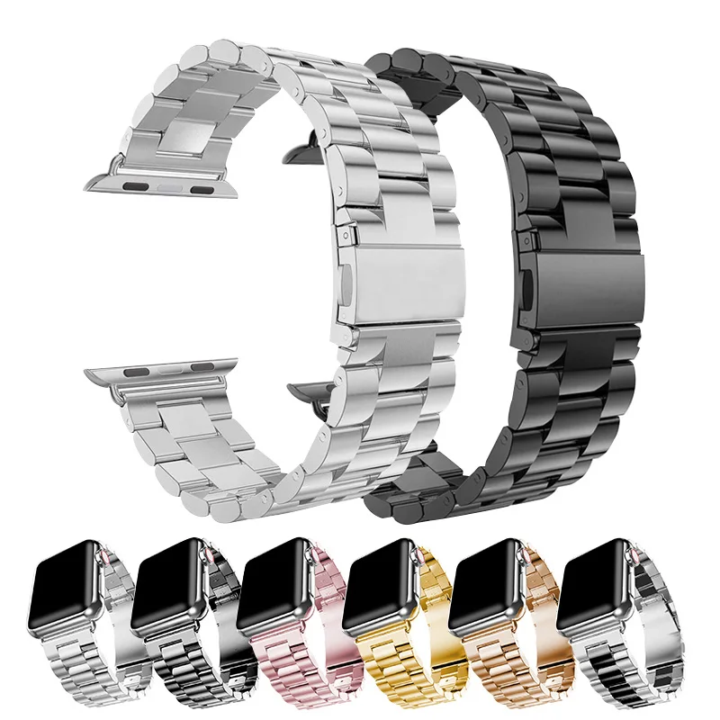 

For Apple Watch Series 5 4 3 2 Band Strap 42mm 40mm 44mm Black Stainless Steel Bracelet Strap Adapter for iWatch Band 4 3 38mm