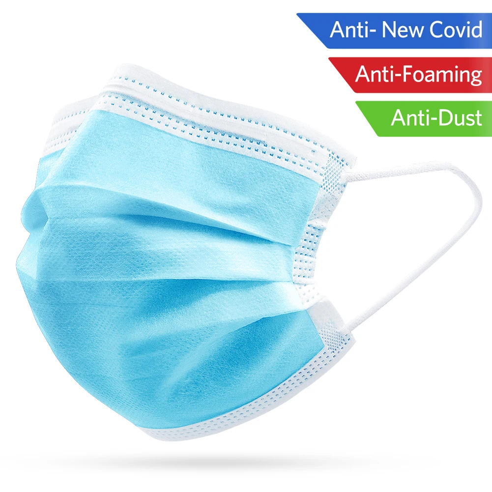 

50pcs Disposable Masks Nonwoven Anti-Dust Medical Surgical Face Mouth Mask For Coronavirus Clear Viruses Tool