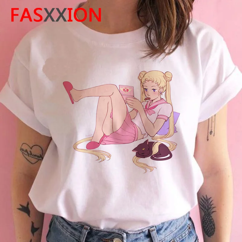 Sailor moon Футболка женская забавная мультяшная Харадзюку кавайная футболка Летняя женская графическая ulzzang Повседневная футболка Топ футболка Новинка - Цвет: 1231