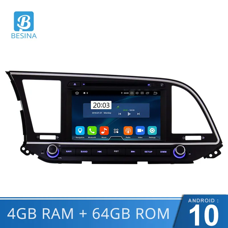 Автомобильный dvd-плеер Besina Android 10 для Hyundai Elantra 2016 2017 2018 2 Din радио GPS-навигация