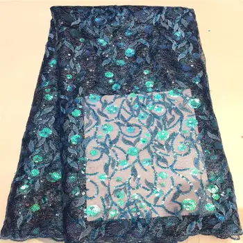 

Sky Blue 2020 Popular new style African Lace Fabric French Sequined Tulle Nigerian Tissu Mesh India Lace For party Dress