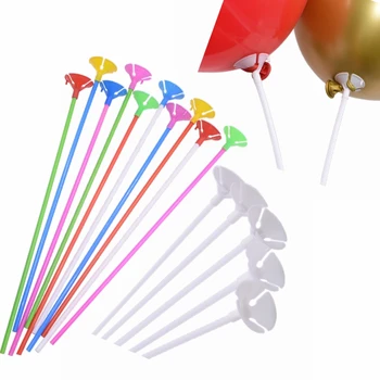 

30pcs White Ballon Stick Balloon Holder Latex Balloon Accessories PVC Balloons Stick with Clip Wedding Birthday Party Supplies