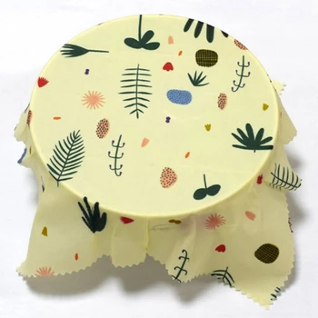 

3Pcs Cotton Beeswax Food Fresh Cloth European Fresh Cloth Green Pine Leaves Beeswax Wrap Food Fresh Cloth