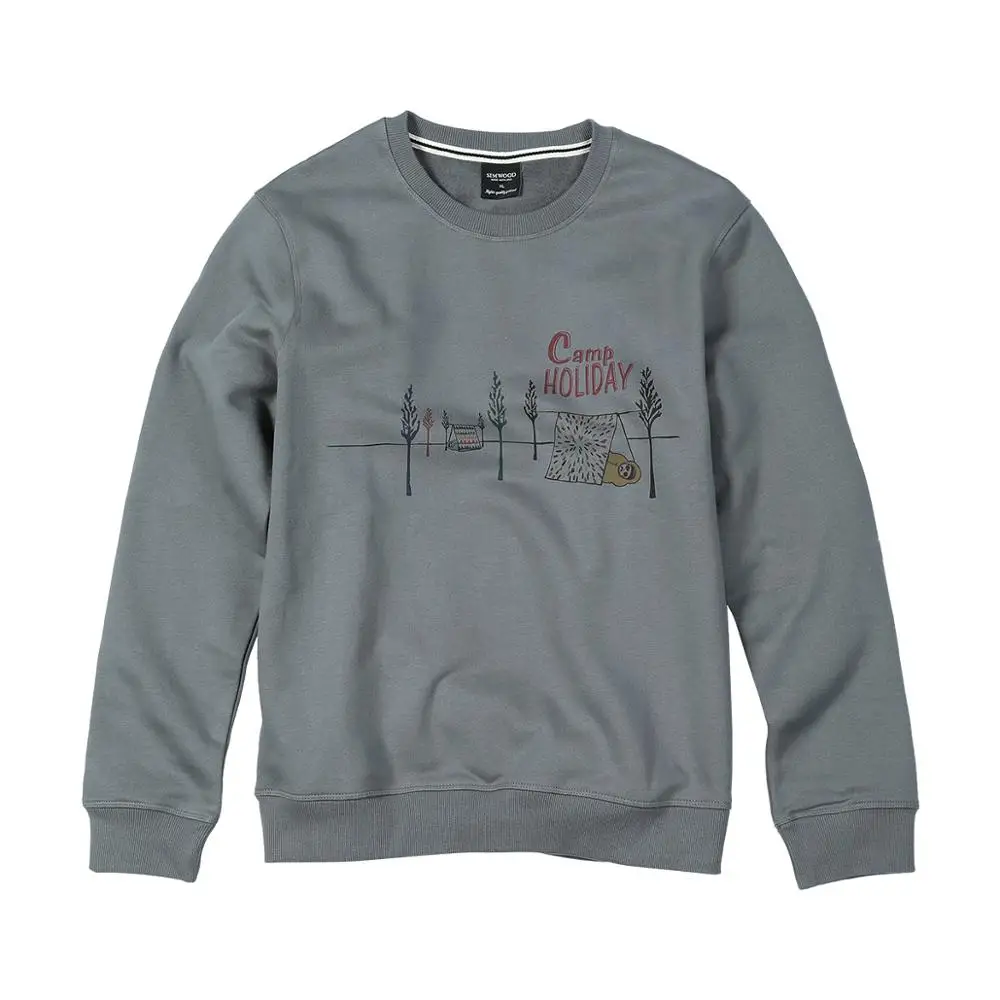 grey SIMWOOD тёплые флисовые толстовки для мужчин модные с принтом букв толстовки брюки для девочек с О-образным вырезом пуловеры Новинка осени костюмы 80750 - Цвет: grey