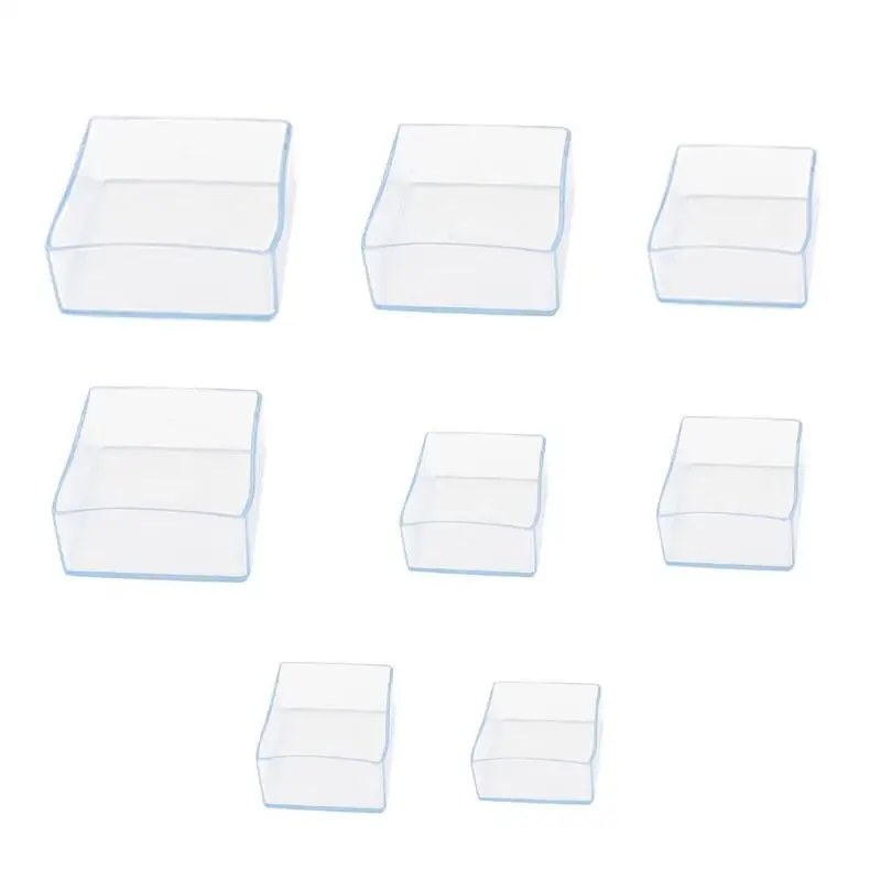 

4Pcs Transparent Chair Leg Caps Non-slip Furniture Table Floor Feet Cover Protector Pads Square Hole Plugs