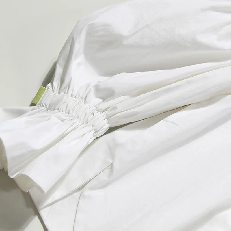 [EAM] Women Blouse New Round Collar Long Lantern