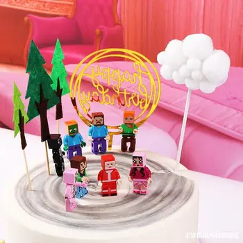 

Minecrafted Decoration building blocks children's day decoration party creative cake assembly toys birthday gift for children